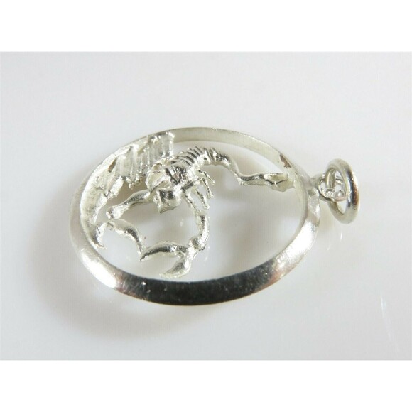 Unisex Scorpio Horoscope Sign 833 Portugal Silver Pendant or Charm 1 1/8" - Picture 5 of 7